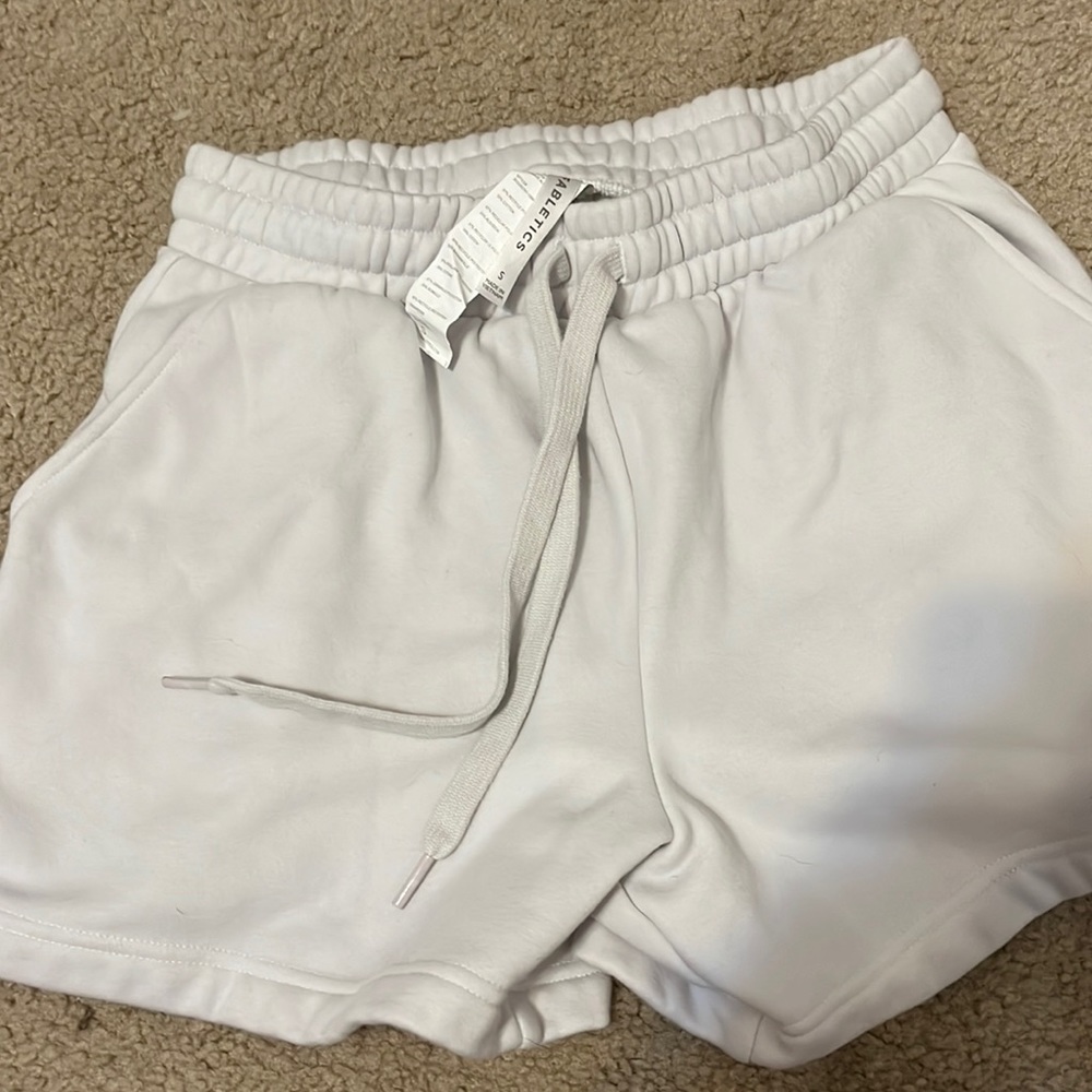 FABLETICS white sweat shorts. So comfy!